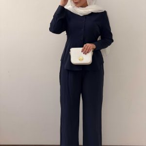 شومیز شلوار سیلک پشت بند