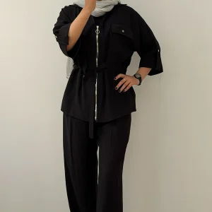 شومیز شلوار زیپی سیلک