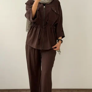 شومیز شلوار زیپی سیلک