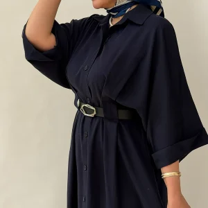 پیراهن بلند کمربندی سیلک